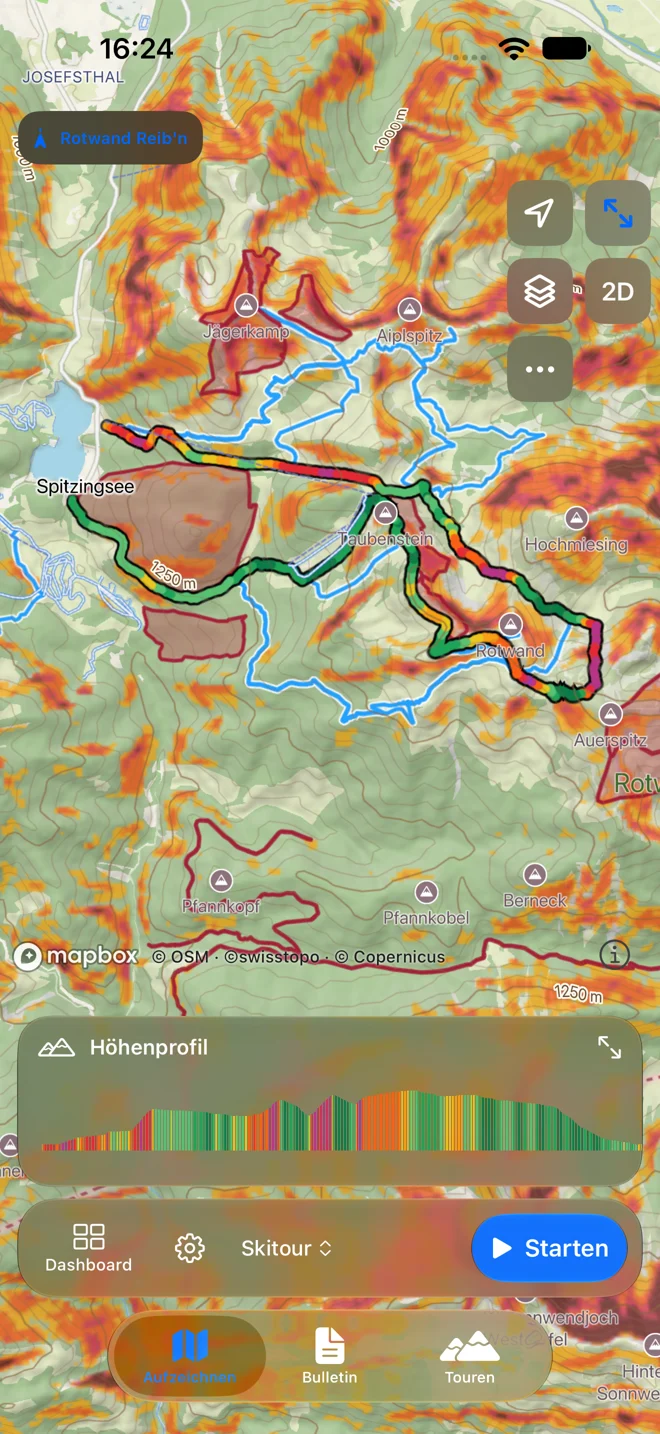 Beispiel aus der App: Rotwand Reib’n