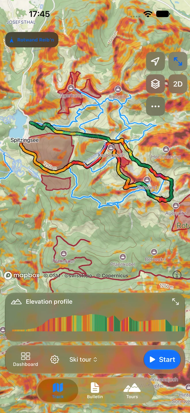 Example from the app: Rotwand Reib’n